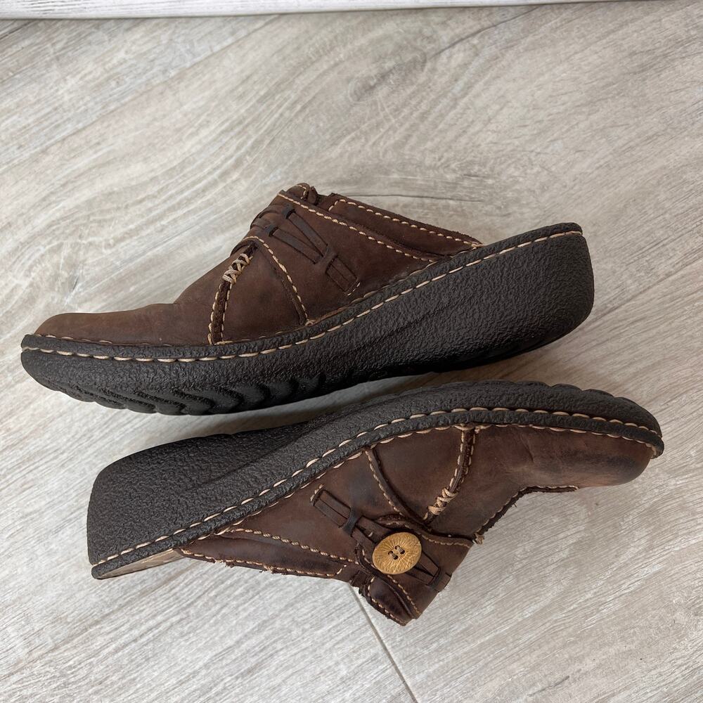 Clarks Shoes Womens SZ 7M Brown Artisan Collection Inca Amy Mules Slip On Clogs - Picture 15 of 15